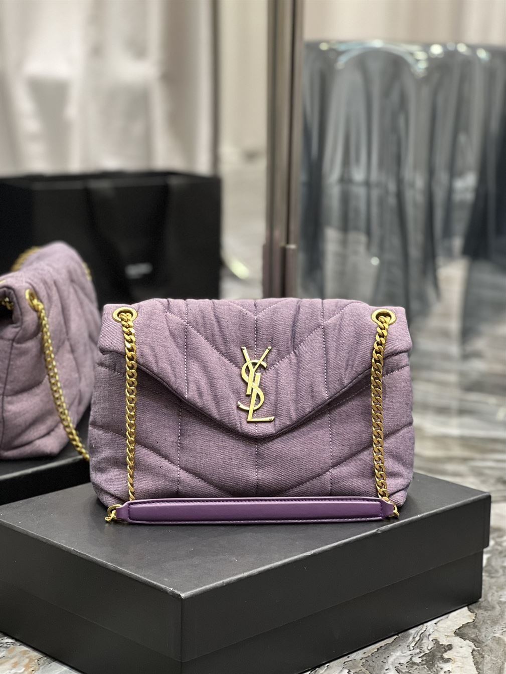 YSL SMALL PUFFER PURPLE BAG – YB057