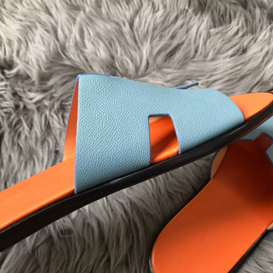 HERMES MEN’S IZMIR SANDALS IN BLUE EPSOM CALFSKIN – HMSD023