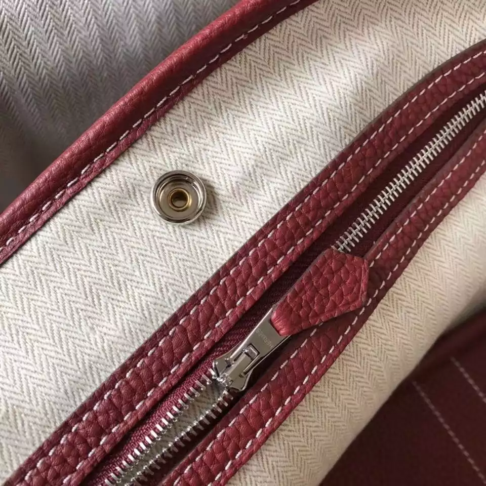 Hermes Garden Party 30 Bag In Bordeaux Taurillon Leather – HW081