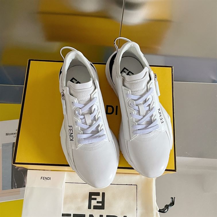 FENDI FLOW WHITE LEATHER LOW TOPS – FDS015