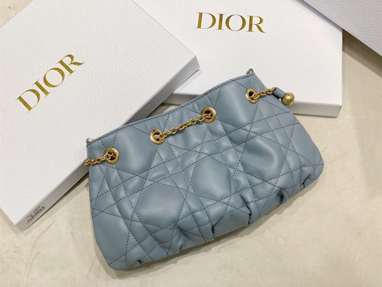 DIOR SMALL DIOR AMMI BAG BLUE SUPPLE MACROCANNAGE LAMBSKIN – DOB047