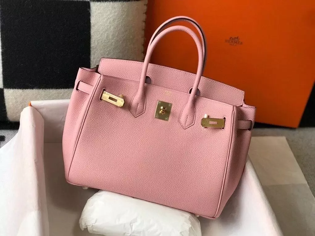 Hermes Birkin 30cm Bag In Pink Clemence Leather GHW – HW026