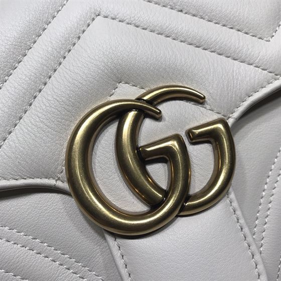 GUCCI GG MARMONT SMALL TOP HANDLE BAG IN WHITE LEATHER – GB51