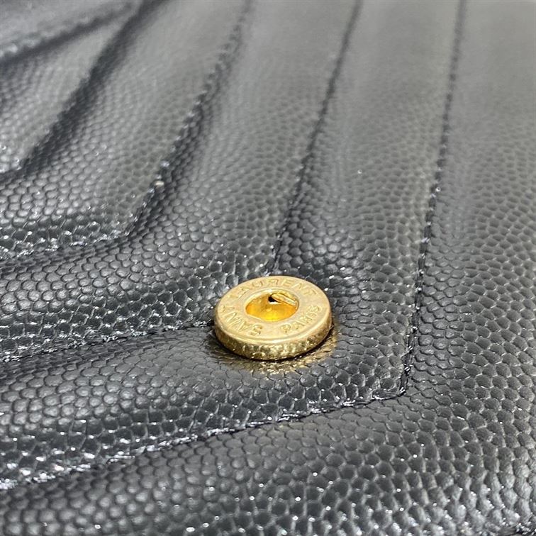 YSL CASSANDRE MATELASSÉ CHAIN WALLET IN GRAIN DE POUDRE EMBOSSED LEATHER – YB033