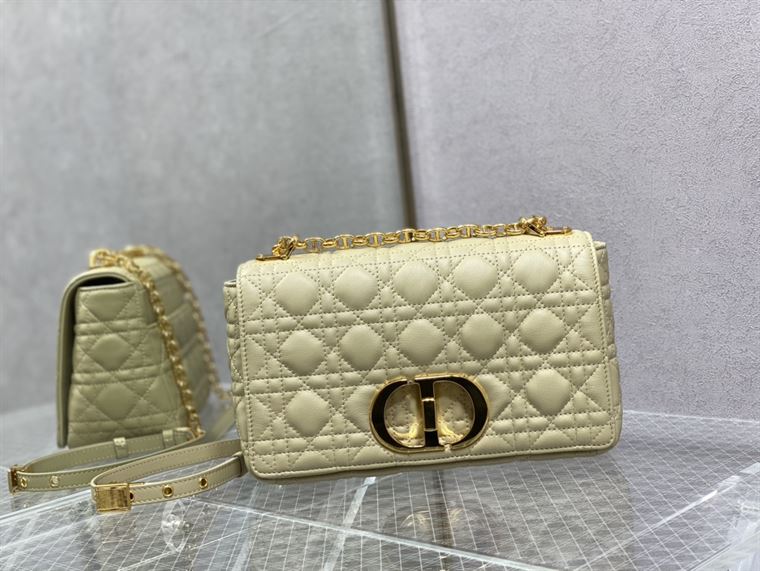 DIOR MEDIUM DIOR CARO BAG BEIGE SUPPLE CANNAGE CALFSKIN – DOB111