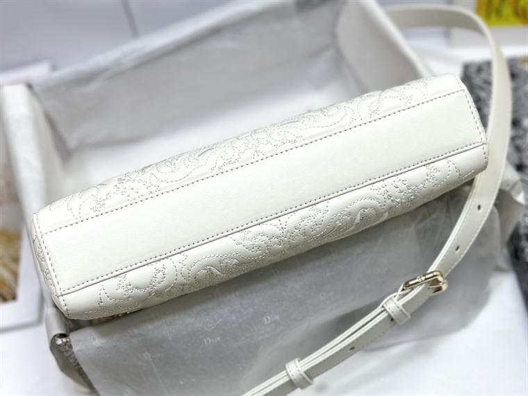 DIOR MEDIUM LADY D-JOY BAG LATTE QUILTED EFFECT LAMBSKIN WITH ORNAMENTAL MOTIF – DOB060