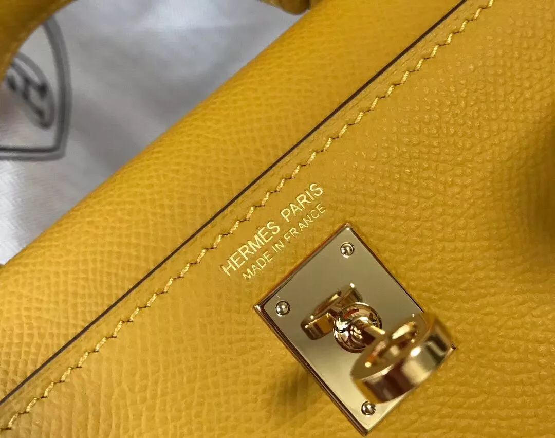 Hermes Kelly Mini II Bag In Yellow Epsom Leather GHW – HW116