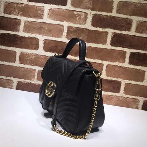 GUCCI GG MARMONT SMALL TOP HANDLE BAG IN BLACK LEATHER – GB50
