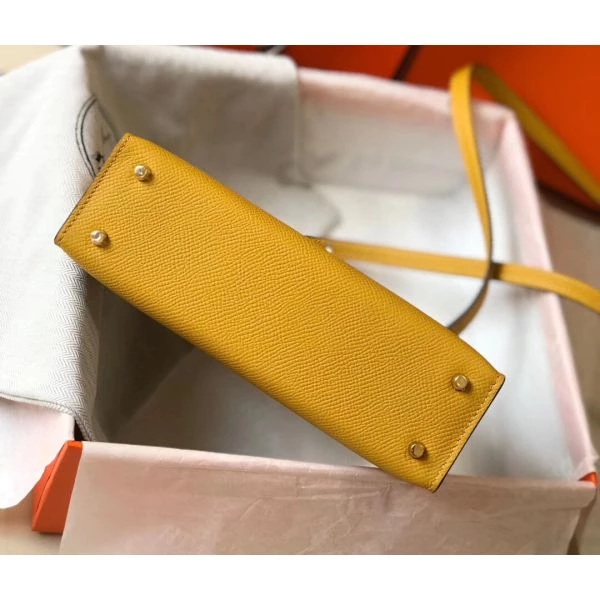 Hermes Kelly Mini II Bag In Yellow Epsom Leather GHW – HW116