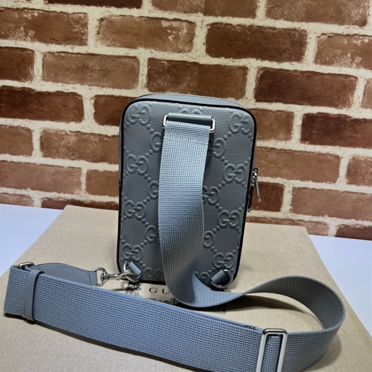 GUCCI GG EMBOSSED SLING BACKPACK GREY LEATHER – BG019