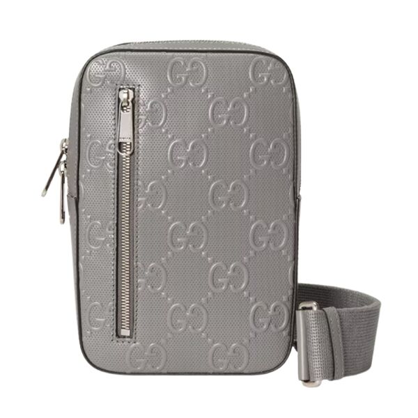 GUCCI GG EMBOSSED SLING BACKPACK GREY LEATHER – BG019