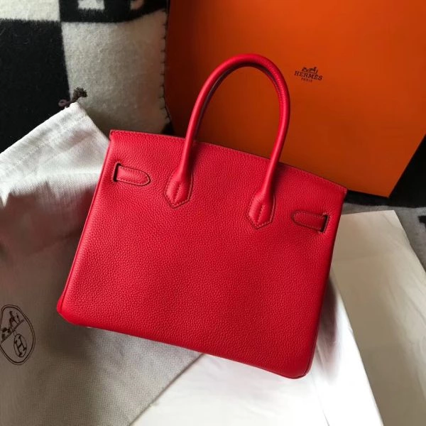Hermes Birkin 30cm Bag In Red Clemence Leather GHW – HW023