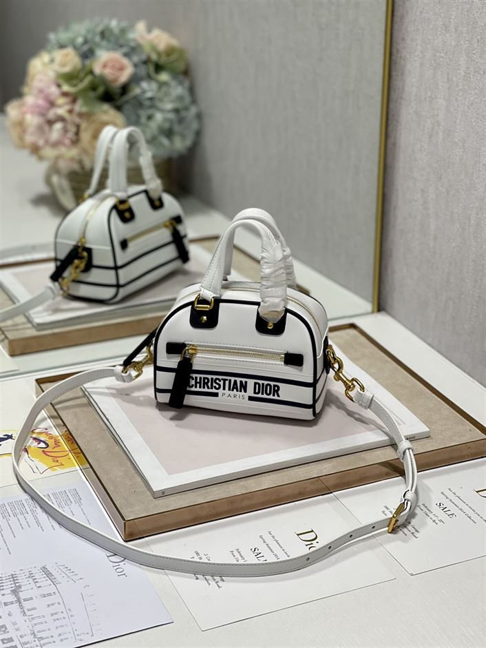 DIOR VIBE ZIP BOWLING MICRO BAG WHITE CALFSKIN – DOB094