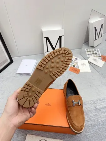 Hermes Women’s Faubourg Loafers in Brown Suede Leather – HM075