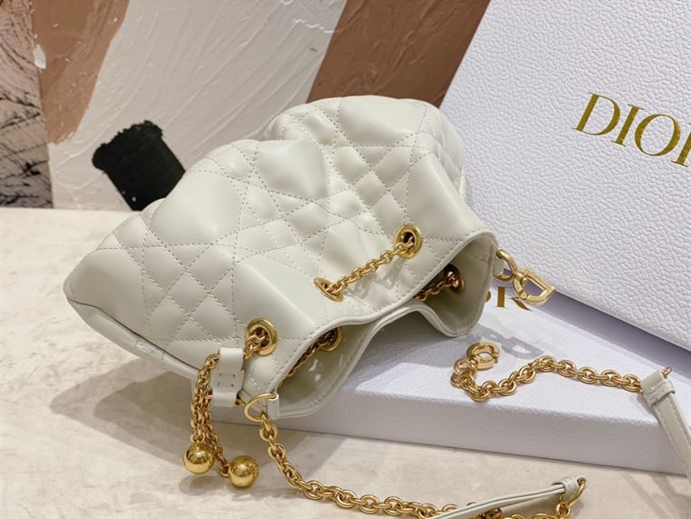 DIOR SMALL DIOR AMMI BAG WHITE SUPPLE MACROCANNAGE LAMBSKIN – DOB049