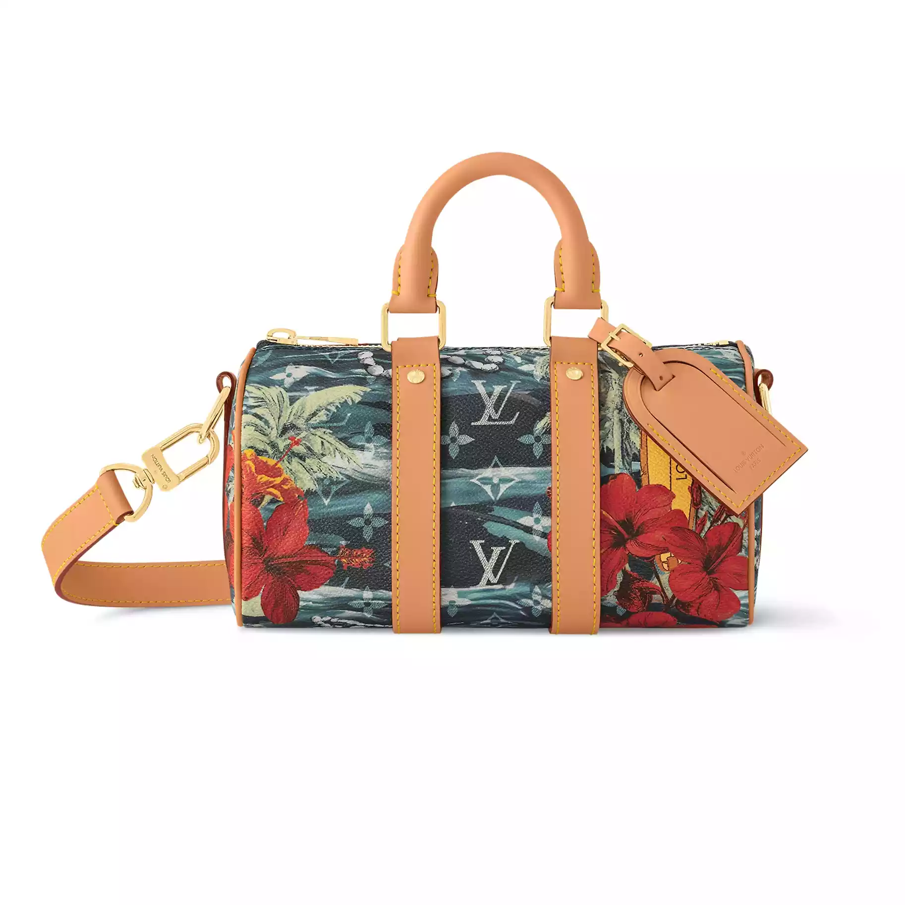 KEEPALL BANDOULIERE 25 NAVY BLUE MONOGRAM SURFIN’ CANVAS M25440 – LW433