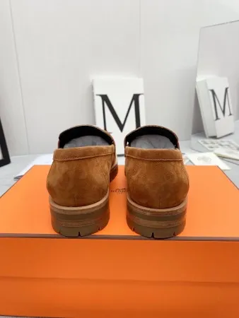 Hermes Women’s Faubourg Loafers in Brown Suede Leather – HM075