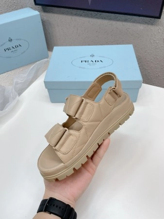 PRADA PADDED SANDALS IN BEIGE NAPPA LEATHER – PSD048