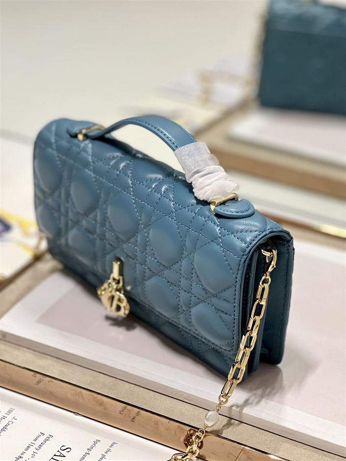 DIOR MISS DIOR MINI BAG BLUE CANNAGE LAMBSKIN – DOB051