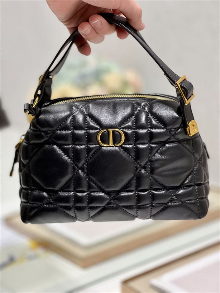 DIOR CARO D-COSY BAG BLACK SUPPLE CANNAGE CALFSKIN – DOB087