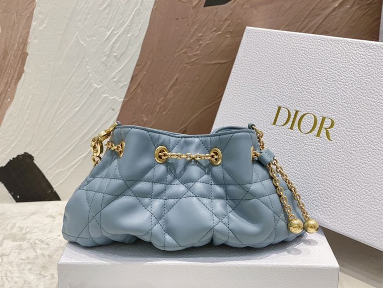 DIOR SMALL DIOR AMMI BAG BLUE SUPPLE MACROCANNAGE LAMBSKIN – DOB047