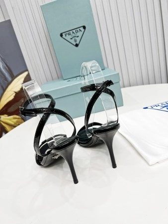 PRADA HEEL SANDALS 85MM IN BLACK BRUSHED LEATHER – PSD059