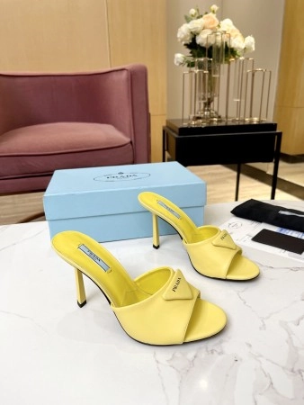 PRADA HEELED SANDALS 75MM IN YELLOW BRUSHED LEATHER – PSD015