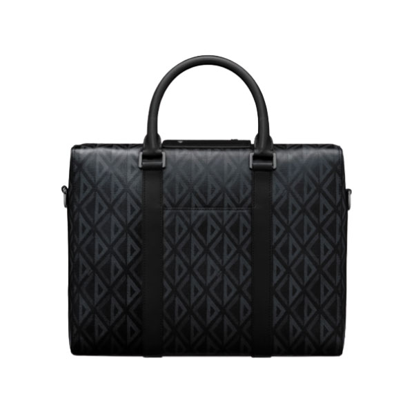 DIOR LINGOT BRIEFCASE GRAY CD DIAMOND CANVAS AND SMOOTH CALFSKIN – DIO032