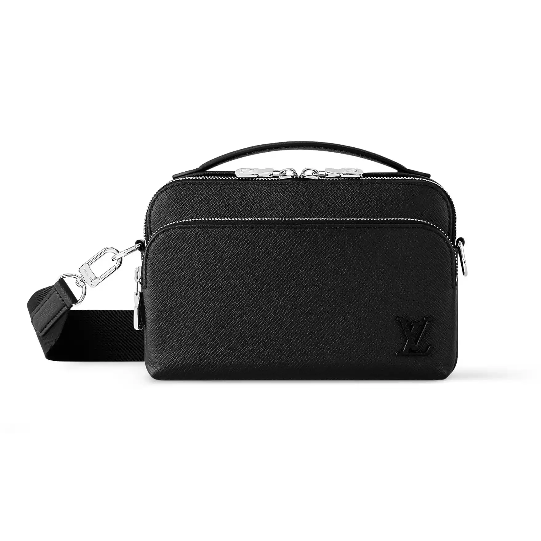 AVENUE MESSENGER BAG BLACK TAIGA COWHIDE LEATHER M11657 – LW429