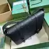 GUCCI MEN’S JUMBO GG LEATHER MEDIUM MESSENGER BAG BLACK 2023 – BG091