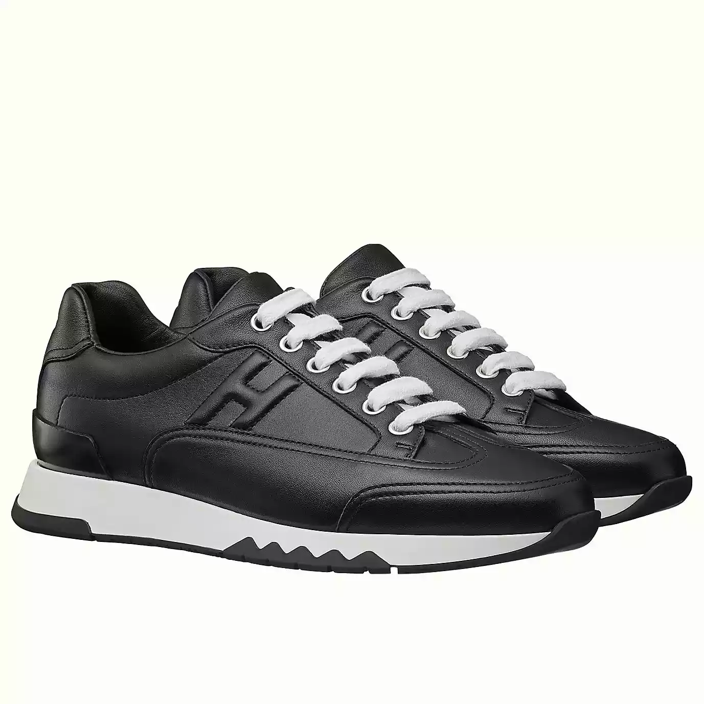 Hermes Men’s Trail Sneakers In Black Calfskin Leather – HM041