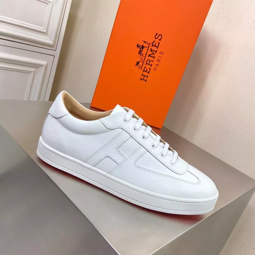 Hermes Boomerang Sneakers In White Epsom Leather – HM055