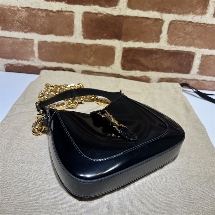 GUCCI JACKIE 1961 MINI SHOULDER BAG WITH BLACK PATENT LEATHER – GB73