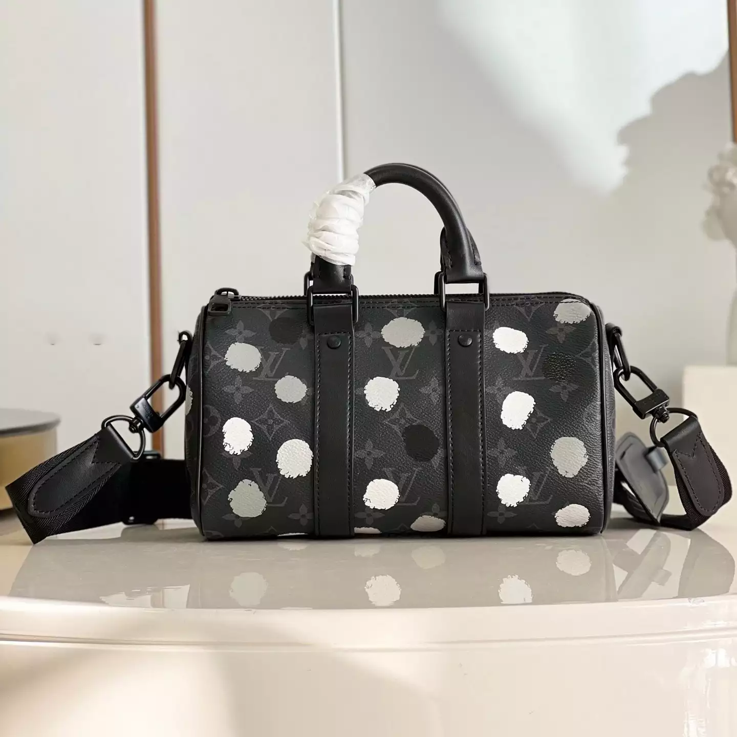 X Yayoi Kusama Keepall 25 Bag in Black and Silver M46406 – LW252