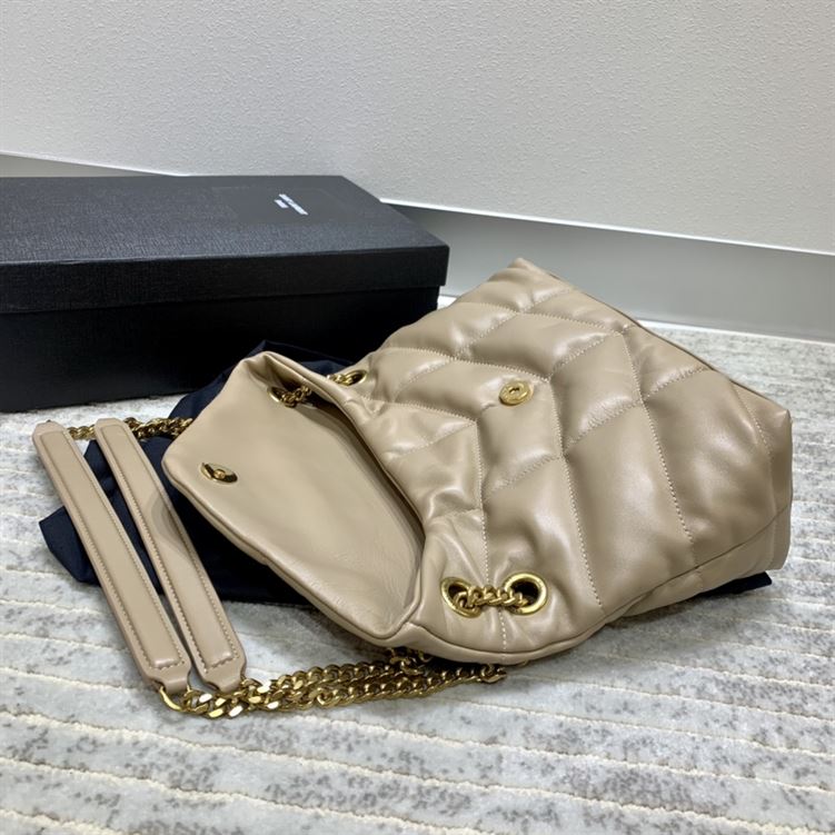 YSL SMALL PUFFER IN QUILTED NAPPA BROWN LEATHER – YB064