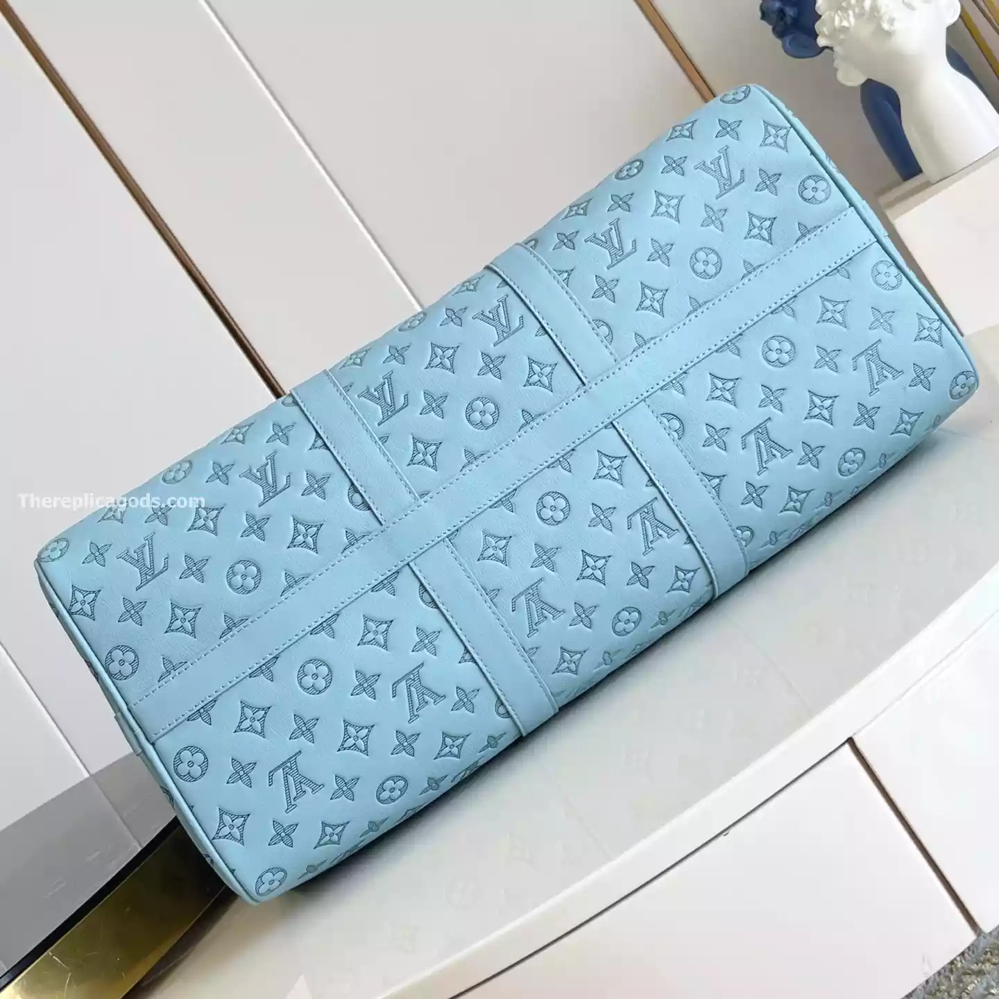 KEEPALL BANDOULIERE 50 BAG SKY BLUE MONOGRAM SHADOW – LW314