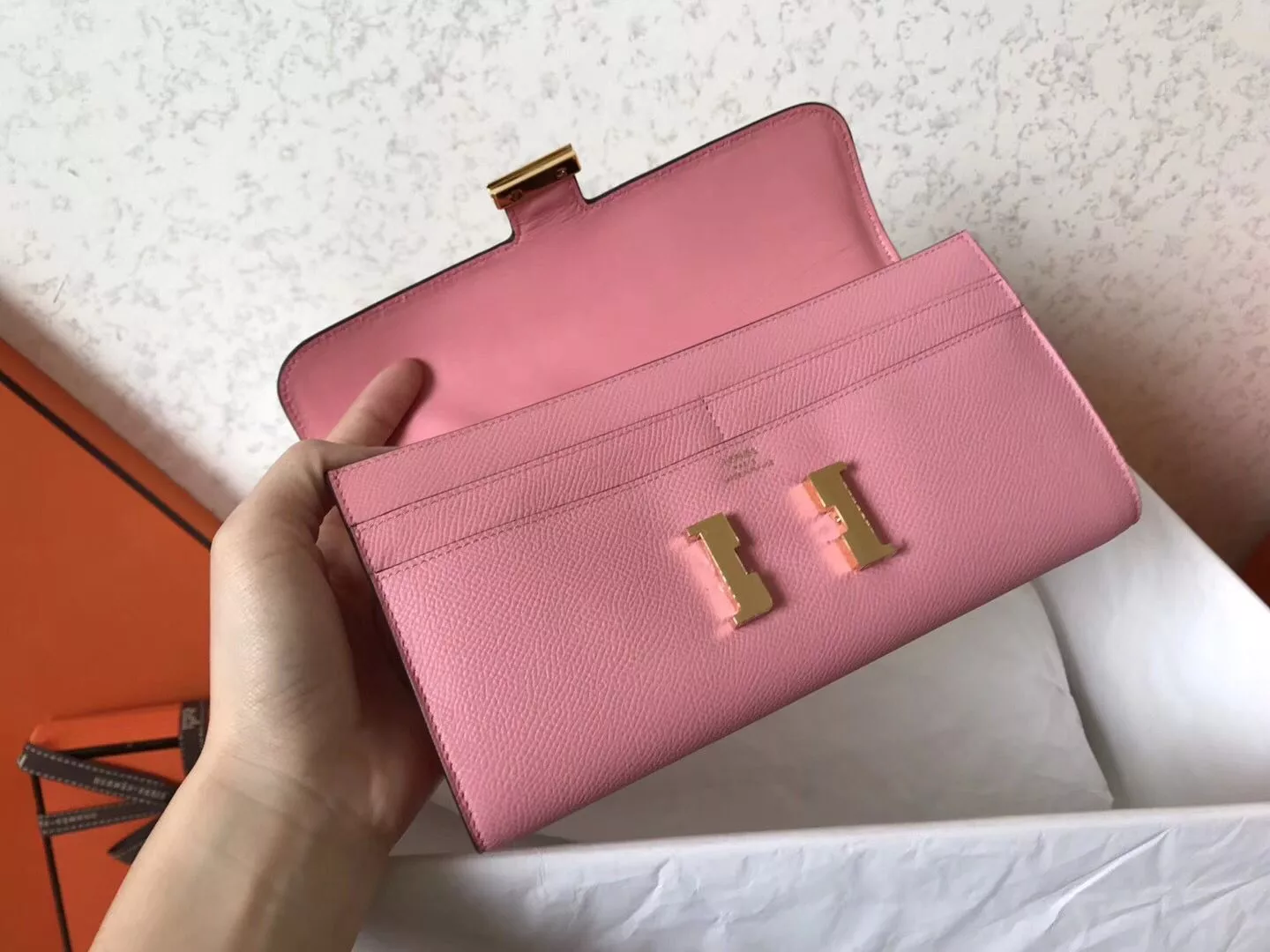 Hermes Constance Long Wallet In Pink Epsom Leather – HW187