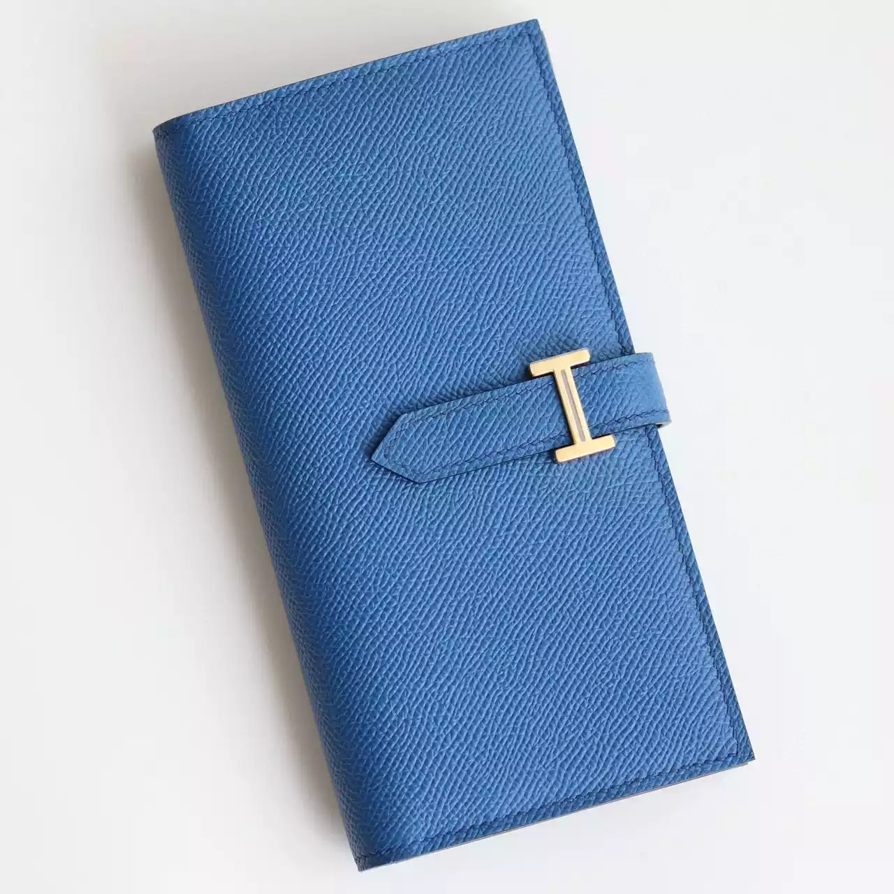 Hermes Bearn Long Handmade Wallet in Blue France Epsom Calfskin – HW142