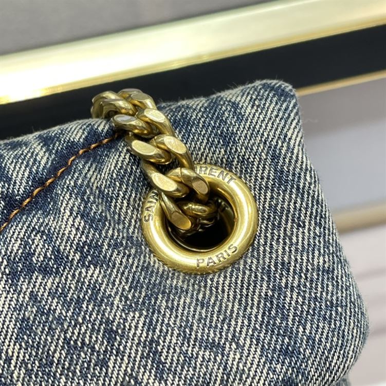 YSL MEDIUM PUFFER IN SUEDE AND DENIM – YB062