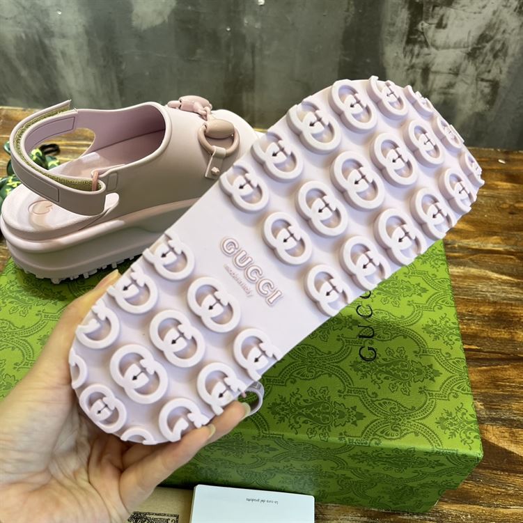 GUCCI WOMEN’S HORSEBIT FLATFORM SANDAL LIGHT PINK RUBBER – GSL018