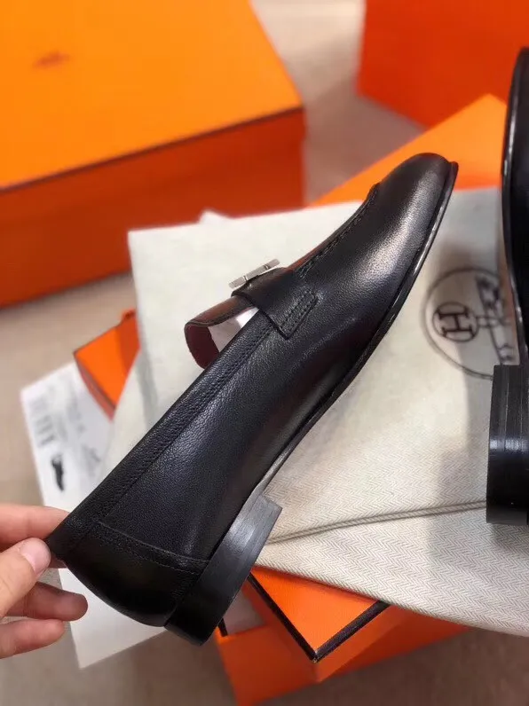 Hermes Women’s Paris Loafers In Black Goatskin – HM085