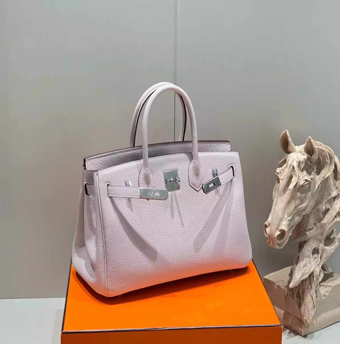 Hermes Birkin 30cm Bag In Mauve Pale Clemence Leather PHW – HW019