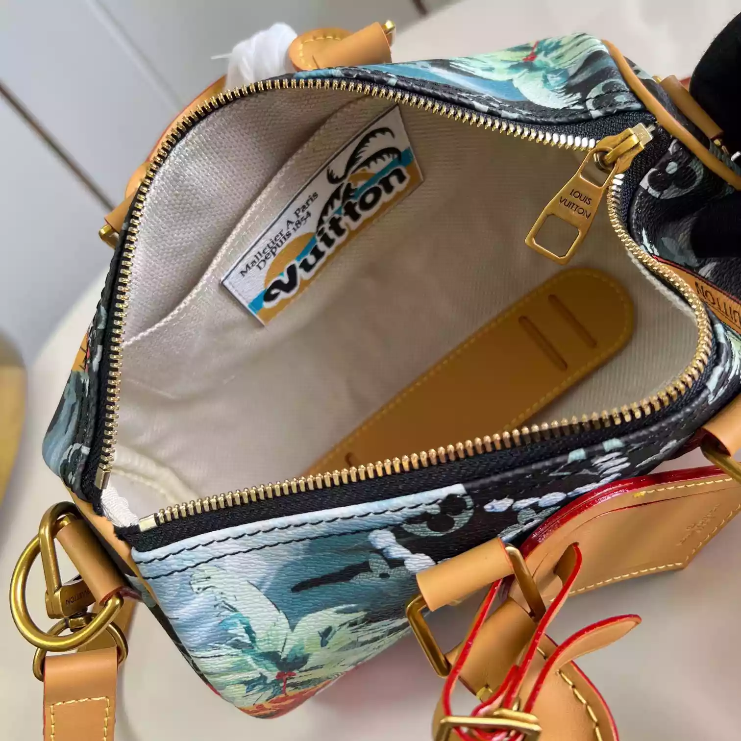 KEEPALL BANDOULIERE 25 NAVY BLUE MONOGRAM SURFIN’ CANVAS M25440 – LW433