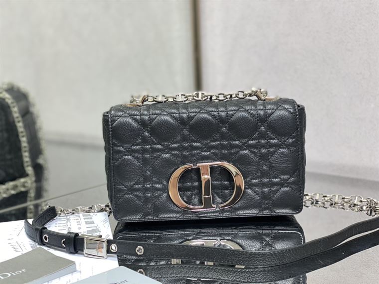 DIOR SMALL DIOR CARO BAG BLACK SUPPLE CANNAGE CALFSKIN – DOB117