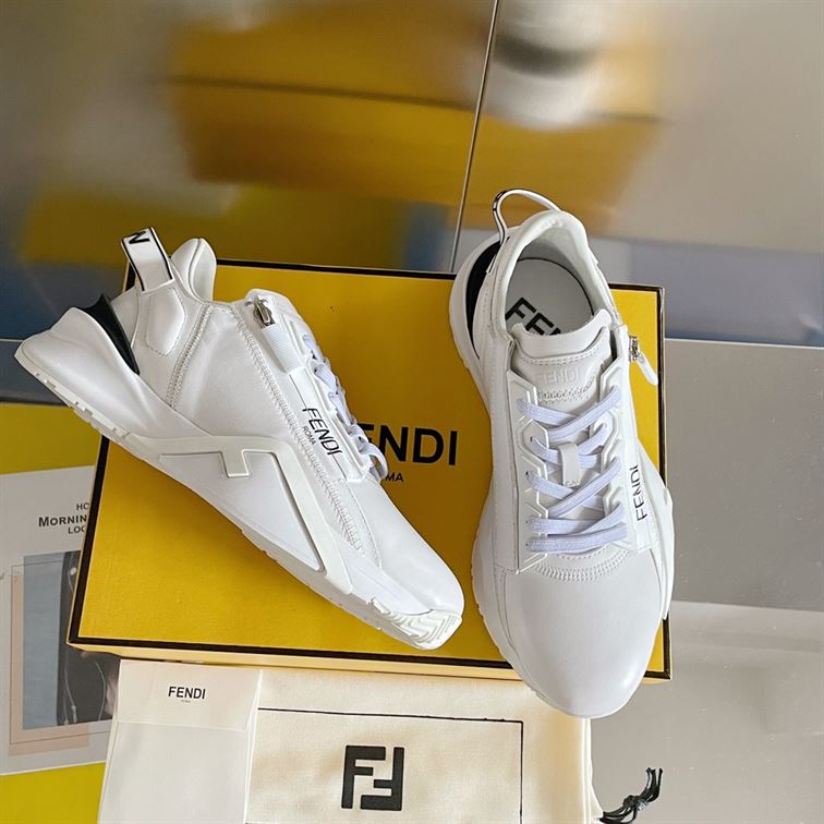 FENDI FLOW WHITE LEATHER LOW TOPS – FDS015