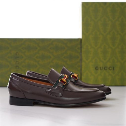 GUCCI BRIXTON WEB LOAFER IN LEATHER WITH HORSEBIT – GL009