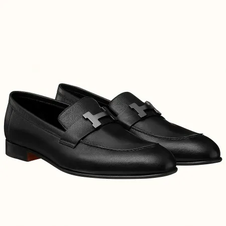 Hermes Men’s Paris Loafers In Black Calfskin – HM011