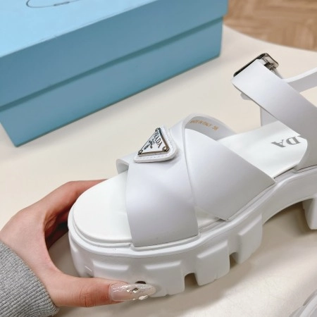 PRADA MONOLITH SANDALS IN WHITE RUBBER – PSD022