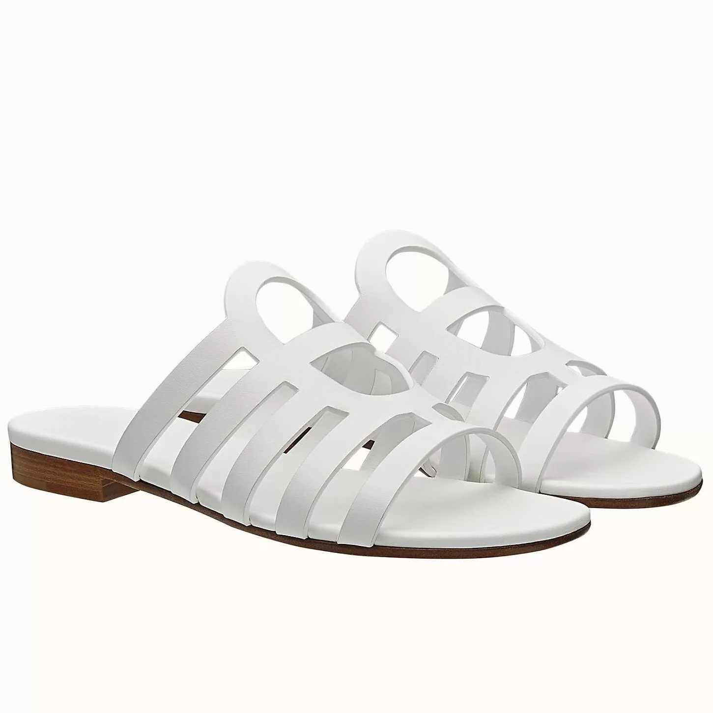 HERMES CAMELIA SLIDE SANDALS IN WHITE CALFSKIN – HMSD139