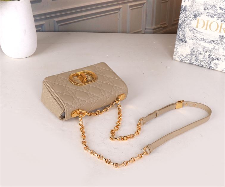 DIOR SMALL DIOR CARO BAG BEIGE SUPPLE CANNAGE CALFSKIN – DOB120